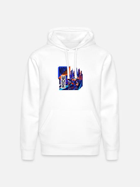 Night Ride Neon City - Stanley/Stella Drummer Unisex Organic Hoodie - white