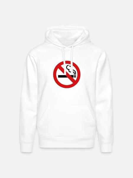 No Smoking - Stanley/Stella Drummer Unisex Organic Hoodie - white