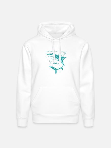 Polygon Shark - Stanley/Stella Drummer Unisex Organic Hoodie - white
