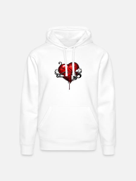 Scarred Heart with Lock - Stanley/Stella Drummer Unisex Organic Hoodie - white