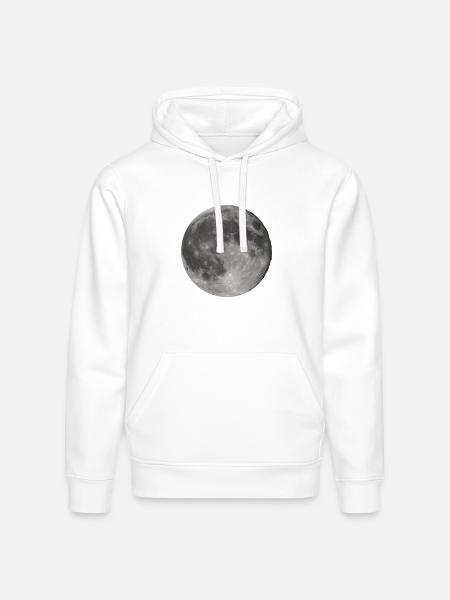 Lunar Echoes Moon Print - Stanley/Stella Drummer Unisex Organic Hoodie - white