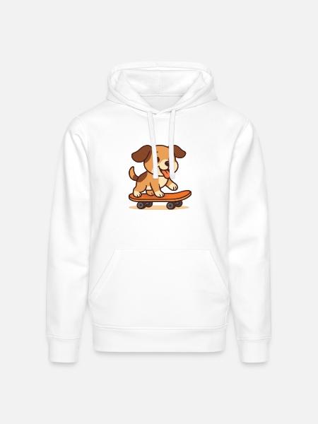 Dog roller skating - Stanley/Stella Drummer Unisex Organic Hoodie - white