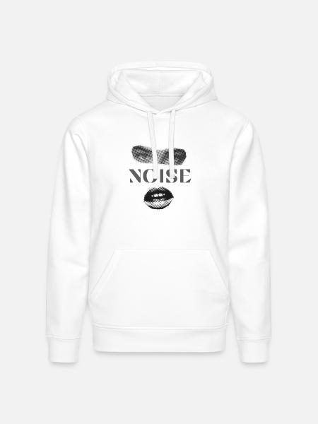 Halftone Noise Face - Stanley/Stella Drummer Unisex Organic Hoodie - white