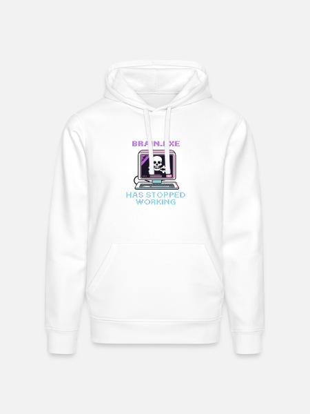 Neon Retro Skull Computer - Stanley/Stella Drummer Unisex Organic Hoodie - white
