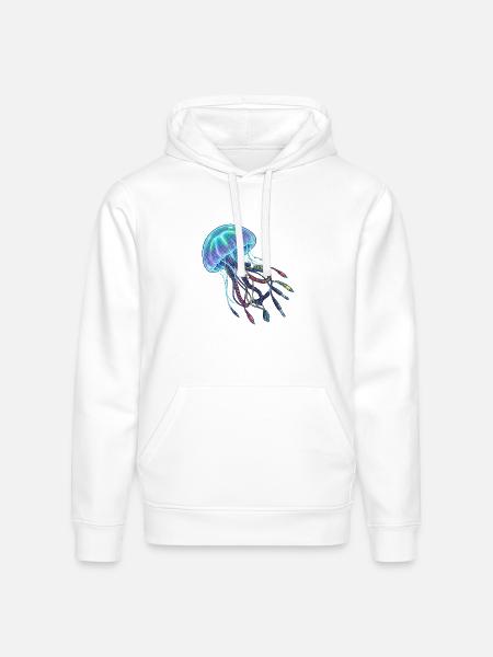 Neon Brainwire Circuit - Stanley/Stella Drummer Unisex Organic Hoodie - white