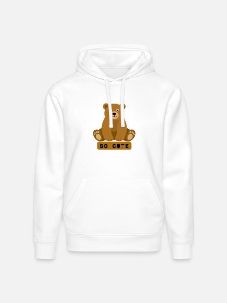 So Cute Bear Illustration - Stanley/Stella Drummer Unisex Organic Hoodie - white