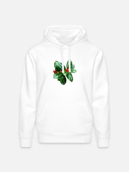 Holly With Berries - Stanley/Stella Drummer Unisex Organic Hoodie - white