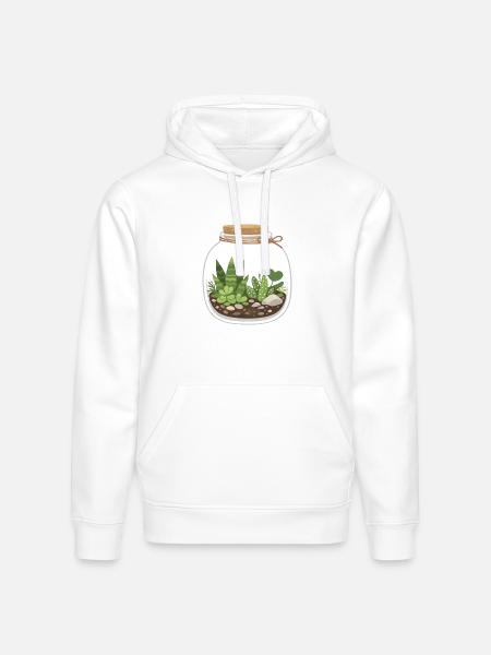 Glass Terrarium Garden Scene - Stanley/Stella Drummer Unisex Organic Hoodie - white