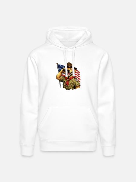 Patriotic Pup Scout Salute - Stanley/Stella Drummer Unisex Organic Hoodie - white