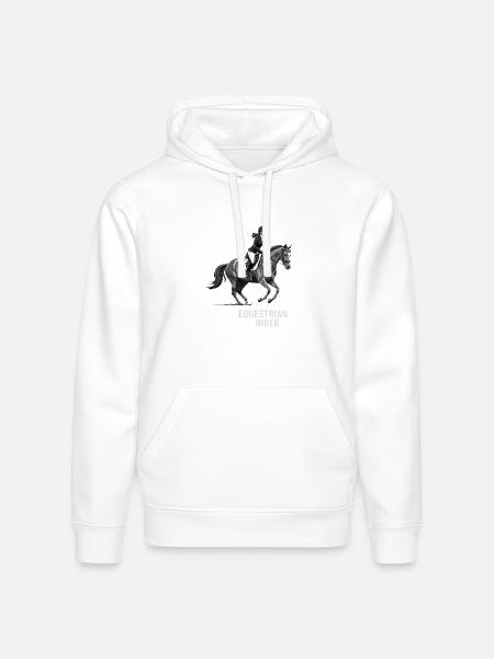 Monochrome Equestrian Rider - Stanley/Stella Drummer Unisex Organic Hoodie - white