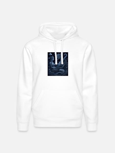 Moonlit Dragon Guardian - Stanley/Stella Drummer Unisex Organic Hoodie - white