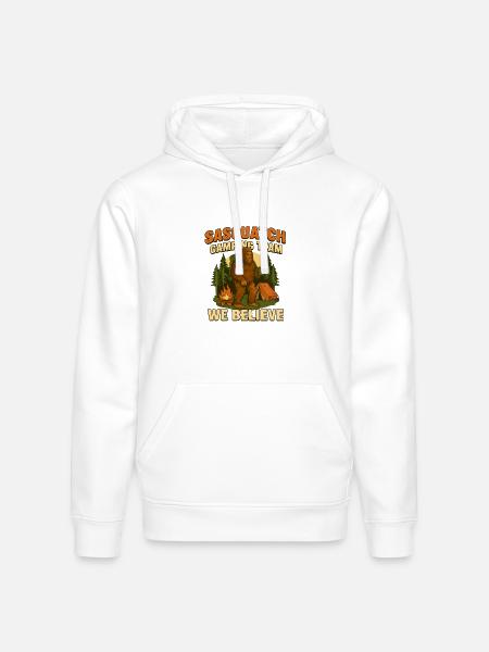 Sasquatch Camping Team – We Believe - Stanley/Stella Drummer Unisex Organic Hoodie - white