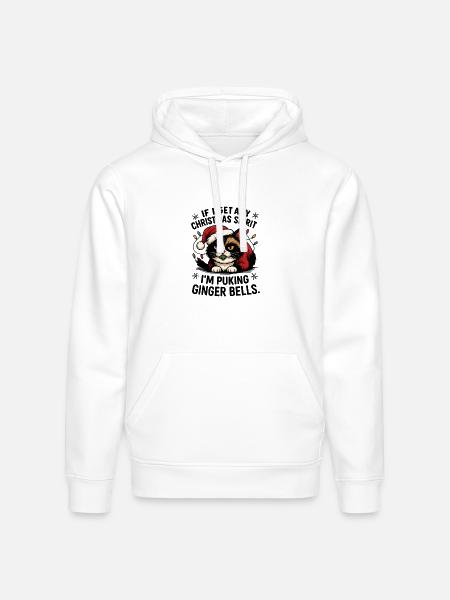 Grumpy Cat in Santa Hat - Stanley/Stella Drummer Unisex Organic Hoodie - white