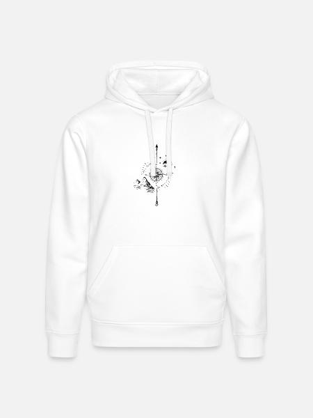Mystic Mountain Moon Compass - Stanley/Stella Drummer Unisex Organic Hoodie - white