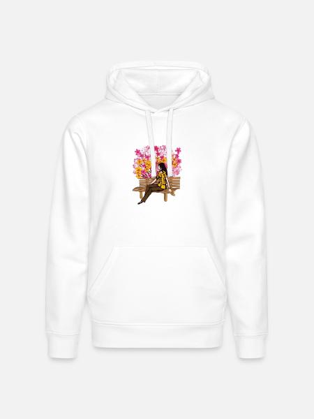 Floral Bloom Bench Serenity - Stanley/Stella Drummer Unisex Organic Hoodie - white