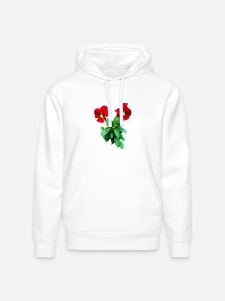 Red Pansy Duo - Stanley/Stella Drummer Unisex Organic Hoodie - white