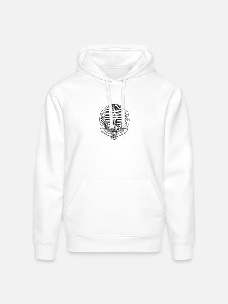 Skull Crest with Wings Emblem - Stanley/Stella Drummer Unisex Organic Hoodie - white