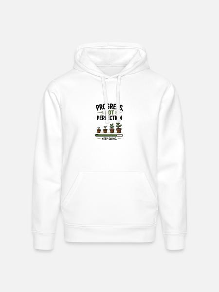 Progress Not Perfection Plant Growth - Stanley/Stella Drummer Unisex Organic Hoodie - white