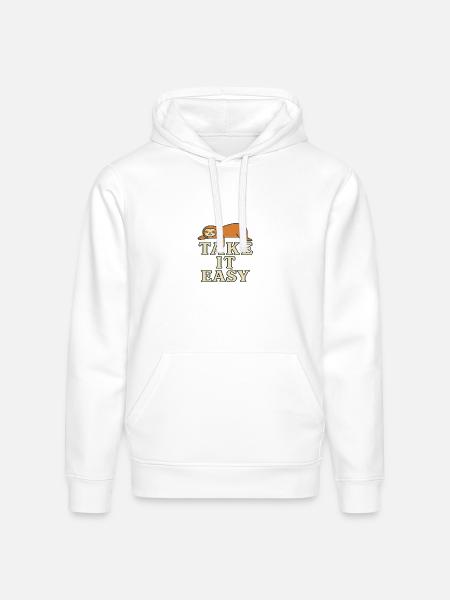 Sloth Relax Take It Easy - Stanley/Stella Drummer Unisex Organic Hoodie - white