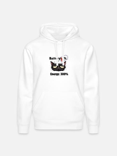Battery 2% energyn300% - Stanley/Stella Drummer Unisex Organic Hoodie - white