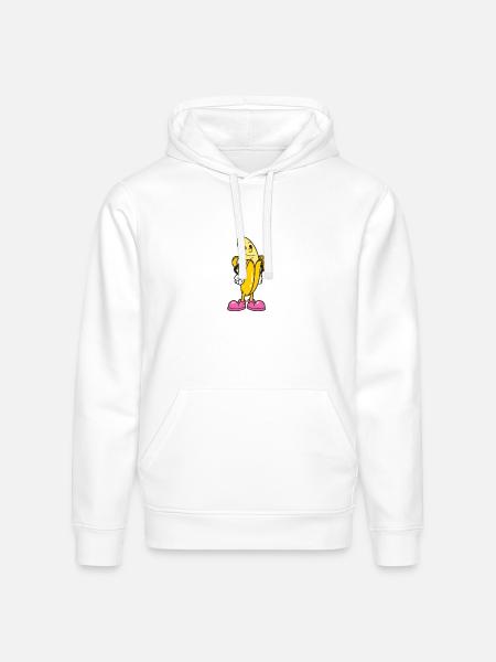 Banana Mascot in Pink Sneakers - Stanley/Stella Drummer Unisex Organic Hoodie - white