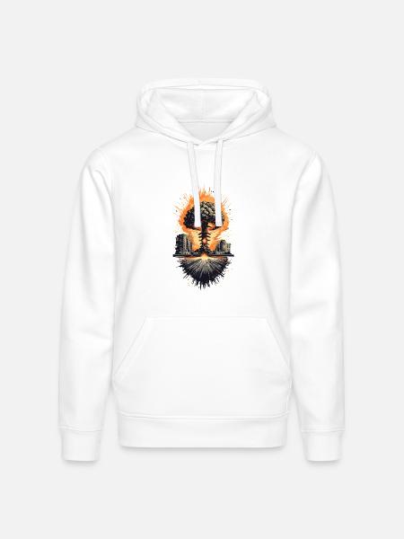 Urban Nuclear Mushroom Cloud - Stanley/Stella Drummer Unisex Organic Hoodie - white