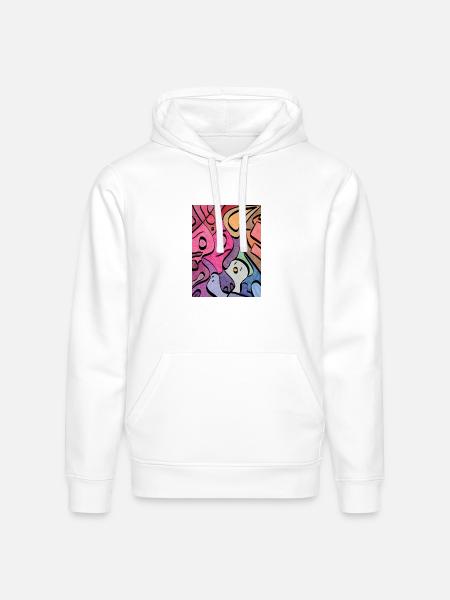 Kaleidoscopic Faces Graffiti - Stanley/Stella Drummer Unisex Organic Hoodie - white