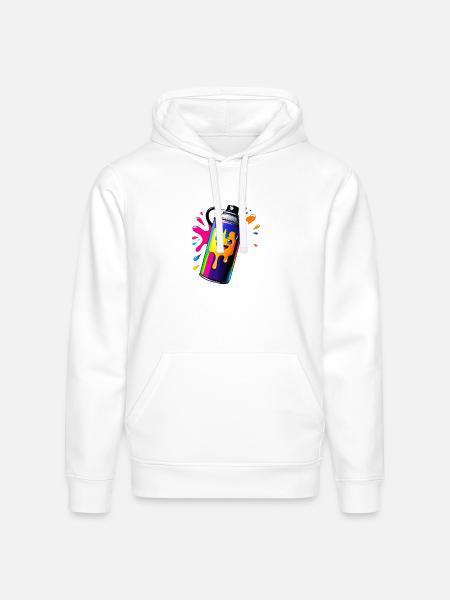Rainbow Spray Paint Mascot - Stanley/Stella Drummer Unisex Organic Hoodie - white