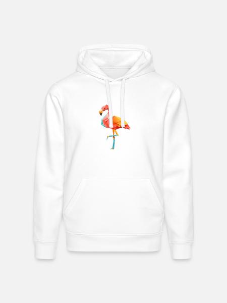Flamingo Sunset - Stanley/Stella Drummer Unisex Organic Hoodie - white