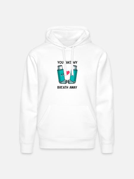 Funny Asthma Inhalers Love T-Shirt - Stanley/Stella Drummer Unisex Organic Hoodie - white