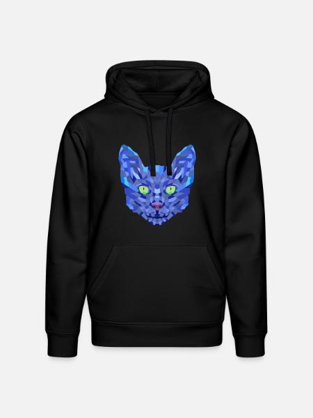 Blue cat face - Stanley/Stella Drummer Unisex Organic Hoodie - black