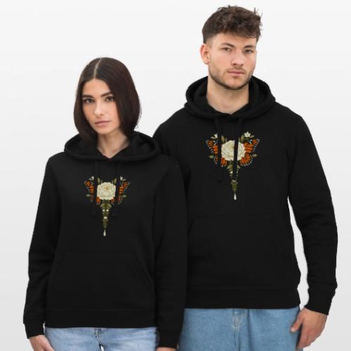 Monarch Butterfly Floral Botanical Art - Stanley/Stella Drummer Unisex Organic Hoodie
