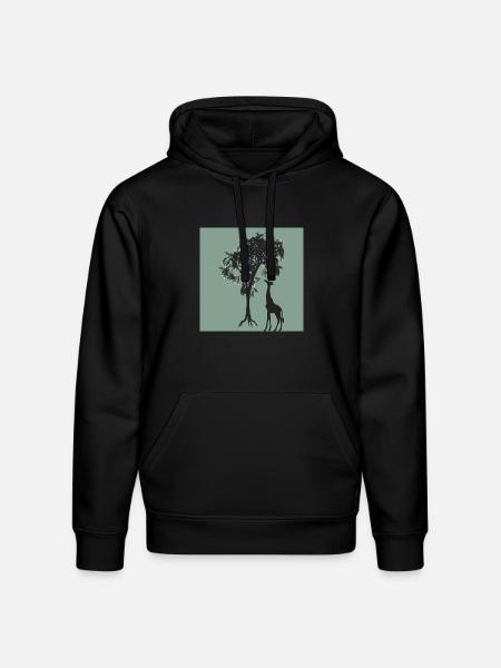 Giraffe Tree Silhouette Nature - Stanley/Stella Drummer Unisex Organic Hoodie - black