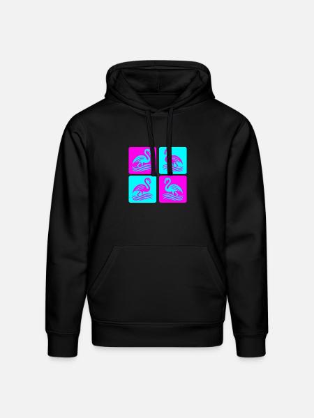 Flamingo Waves Pop Art - Stanley/Stella Drummer Unisex Organic Hoodie - black
