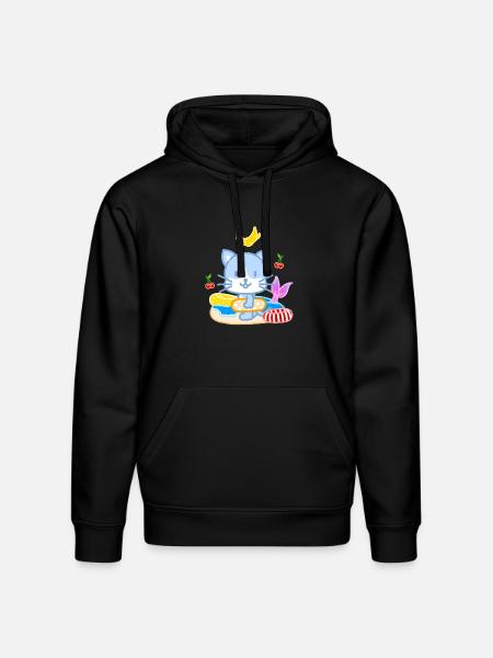 Blue Cat Beach Splash - Stanley/Stella Drummer Unisex Organic Hoodie - black