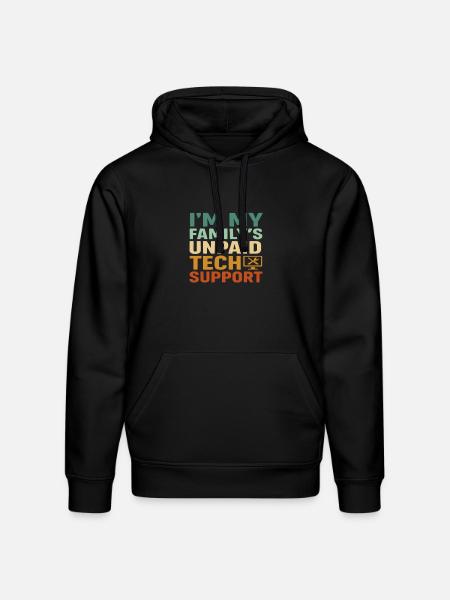 Unpaid Tech Support Family - Stanley/Stella Drummer Unisex Organic Hoodie - black