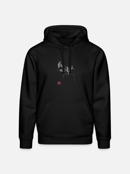 Whisper Cat Inkwash Portrait - Stanley/Stella Drummer Unisex Organic Hoodie - black