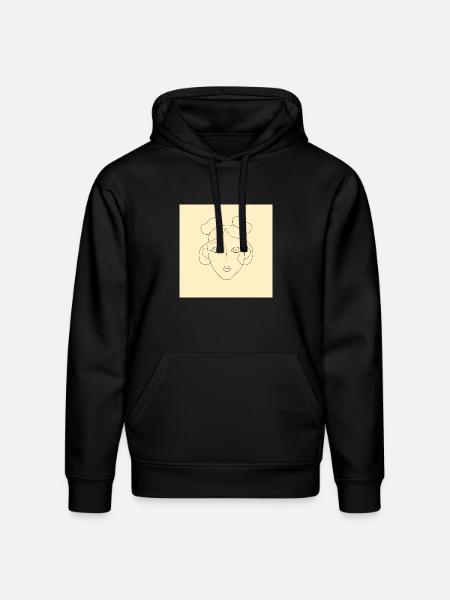 line girl face - Stanley/Stella Drummer Unisex Organic Hoodie - black