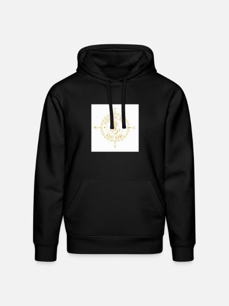 Nautical Compass Anchor Monogram - Stanley/Stella Drummer Unisex Organic Hoodie - black