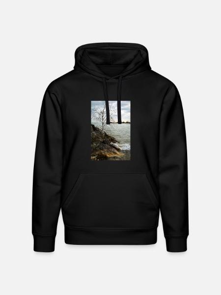 tiny tree on shore - Stanley/Stella Drummer Unisex Organic Hoodie - black