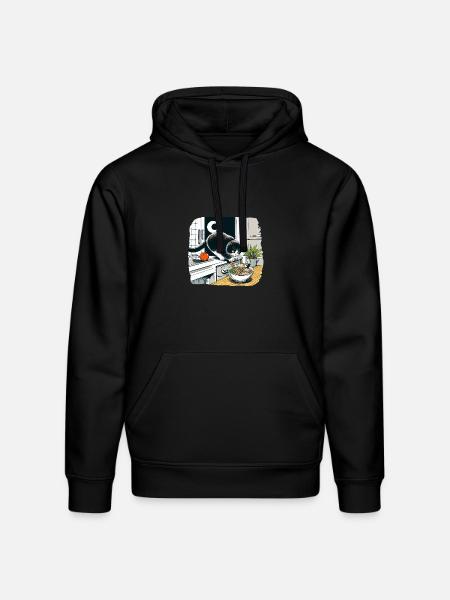 Moonlit Cat Noodle Quest - Stanley/Stella Drummer Unisex Organic Hoodie - black