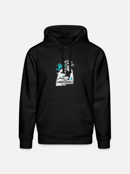 Unbreakable Ovarian Cancer Warrior - Stanley/Stella Drummer Unisex Organic Hoodie - black