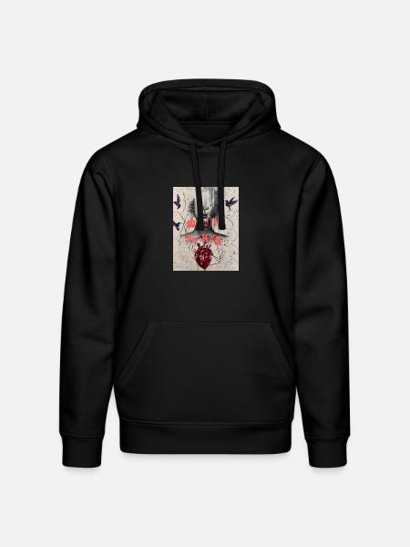 Heart Locked Portrait - Stanley/Stella Drummer Unisex Organic Hoodie - black