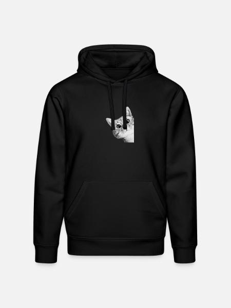 Curious Kitten Mono Sketch - Stanley/Stella Drummer Unisex Organic Hoodie - black