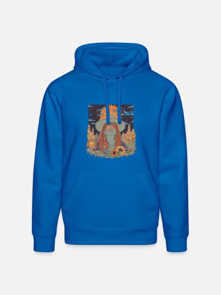 Mystic Sunflower Dreamer Illustration - Stanley/Stella Drummer Unisex Organic Hoodie - royal blue