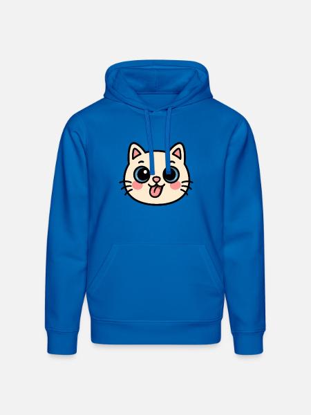 Kawaii Cat Face - Stanley/Stella Drummer Unisex Organic Hoodie - royal blue