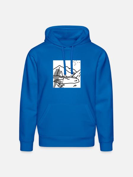 Minimal Mountain Birds Line Art - Stanley/Stella Drummer Unisex Organic Hoodie - royal blue