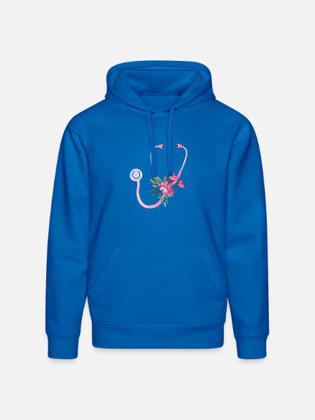Floral Stethoscope - Stanley/Stella Drummer Unisex Organic Hoodie - royal blue