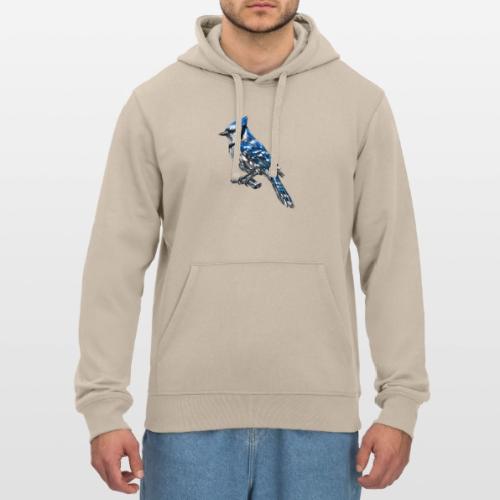 Silver Blue Jay on Perch + Flight Stages 2-print - Stanley/Stella Drummer Unisex Organic Hoodie