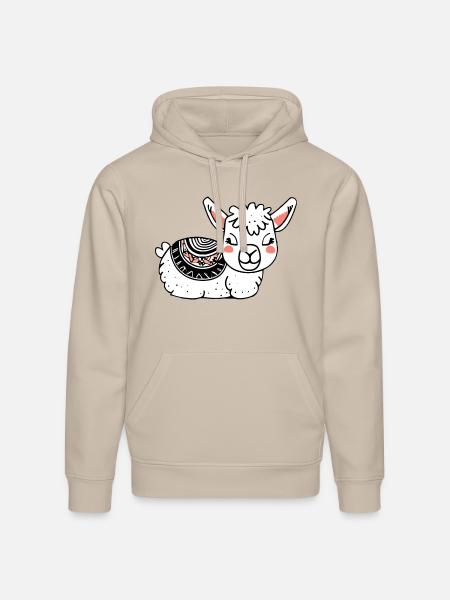 Adorable Llama Resting - Stanley/Stella Drummer Unisex Organic Hoodie - dust